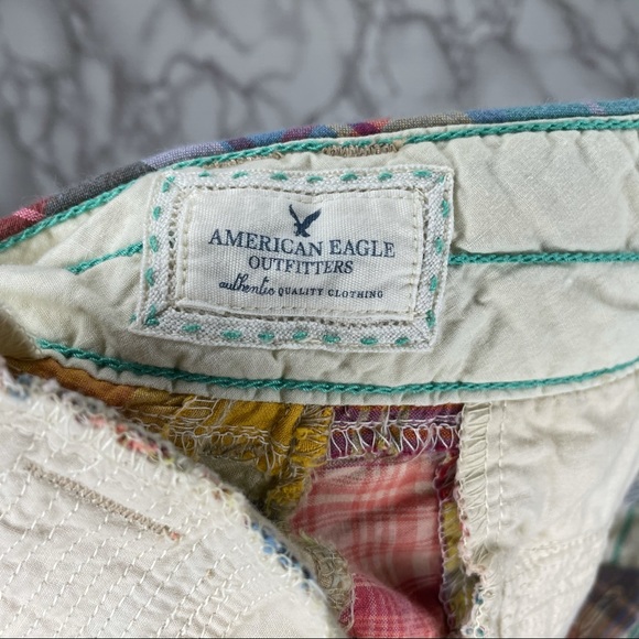 American Eagle yellow patchwork madras plaid short - Picture 3 of 4